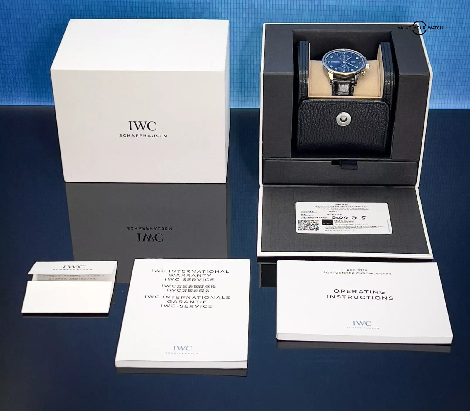 IWC Portugieser Chronograph Blue Dial Men's Watch Box & Papers - IW371606 - Image 3