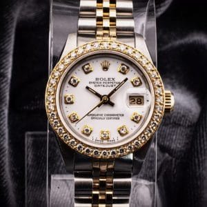 Serviced Rolex Ladies Datejust with White Diamond dial and bezel, Ref. 69173