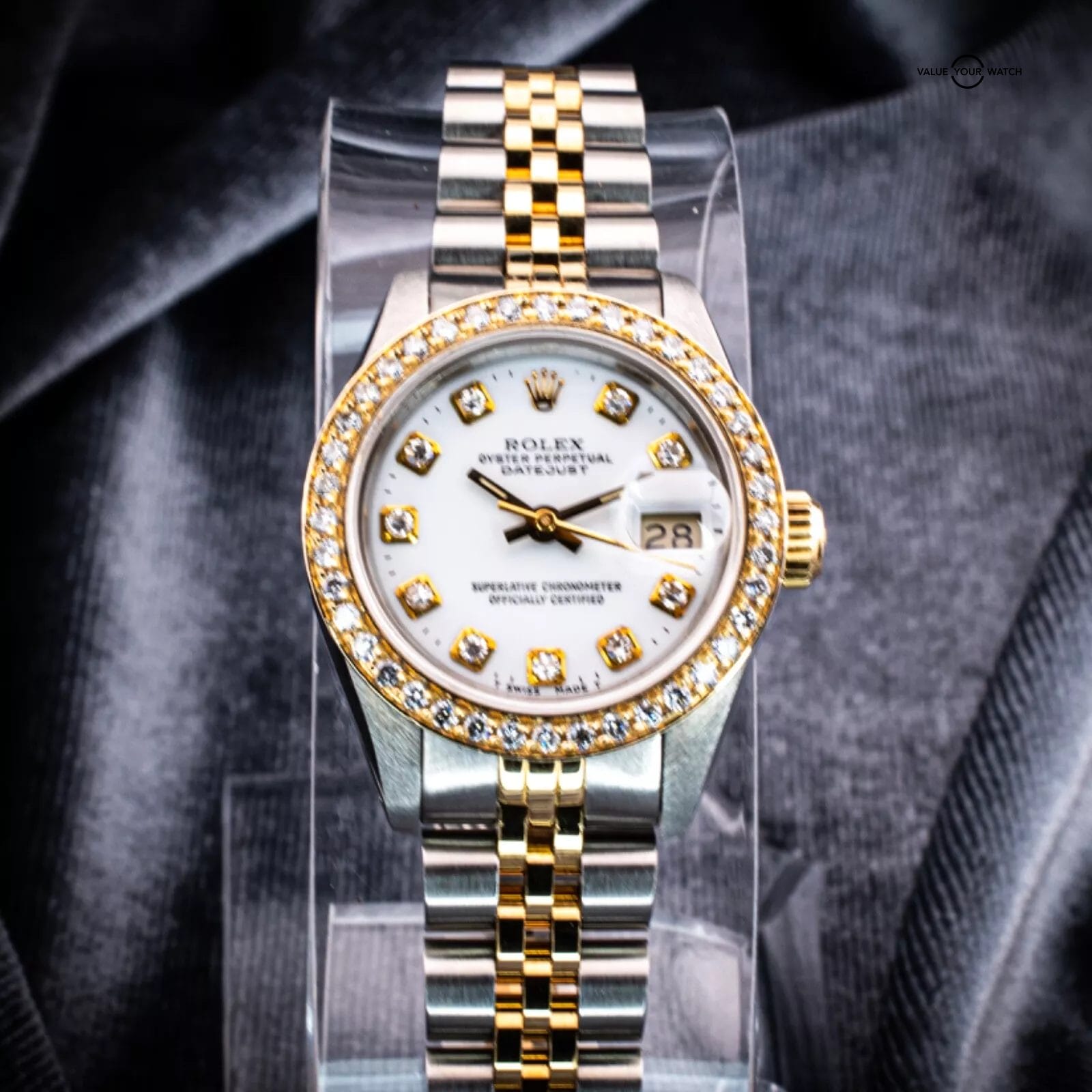 Serviced Rolex Ladies Datejust with White Diamond dial and bezel, Ref. 69173 - Image 6