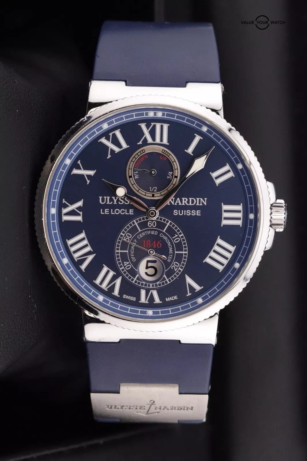 Ulysse Nardin Marine Chronometer Stainless Steel 43mm Blue Roman Dial 263-67