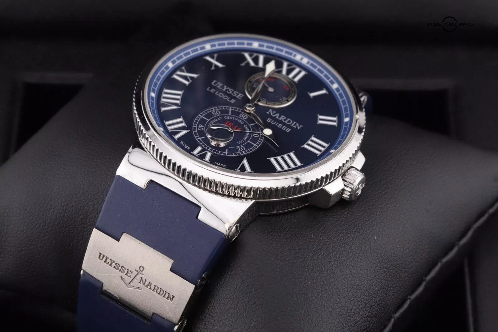 Ulysse Nardin Marine Chronometer Stainless Steel 43mm Blue Roman Dial 263-67 - Image 8