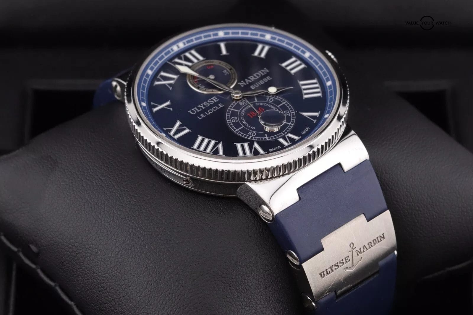 Ulysse Nardin Marine Chronometer Stainless Steel 43mm Blue Roman Dial 263-67 - Image 9