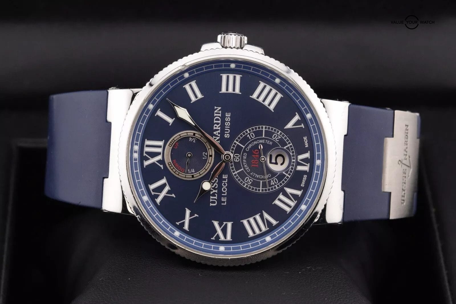 Ulysse Nardin Marine Chronometer Stainless Steel 43mm Blue Roman Dial 263-67 - Image 11