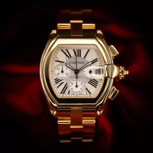 Cartier Roadster Chronograph XL 18kt Yellow Gold W62021Y2 Box &amp; Papers MINT!