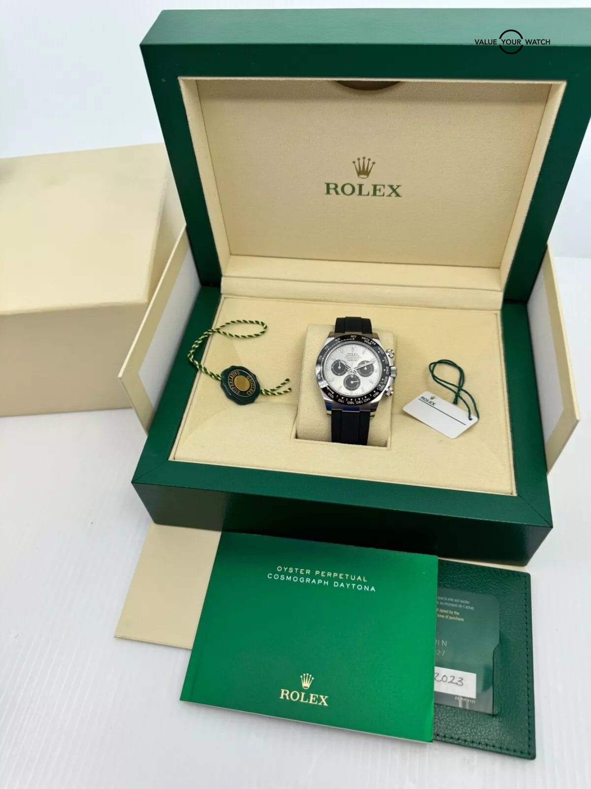 2023 Complete Rolex Cosmograph Daytona 40mm 116519LN White Gold Ghost Grey Dial - Image 2