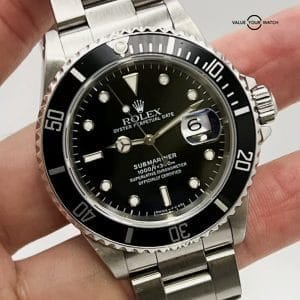 Rolex Submariner Date 16610 40mm 1998 Box Papers Fresh Service