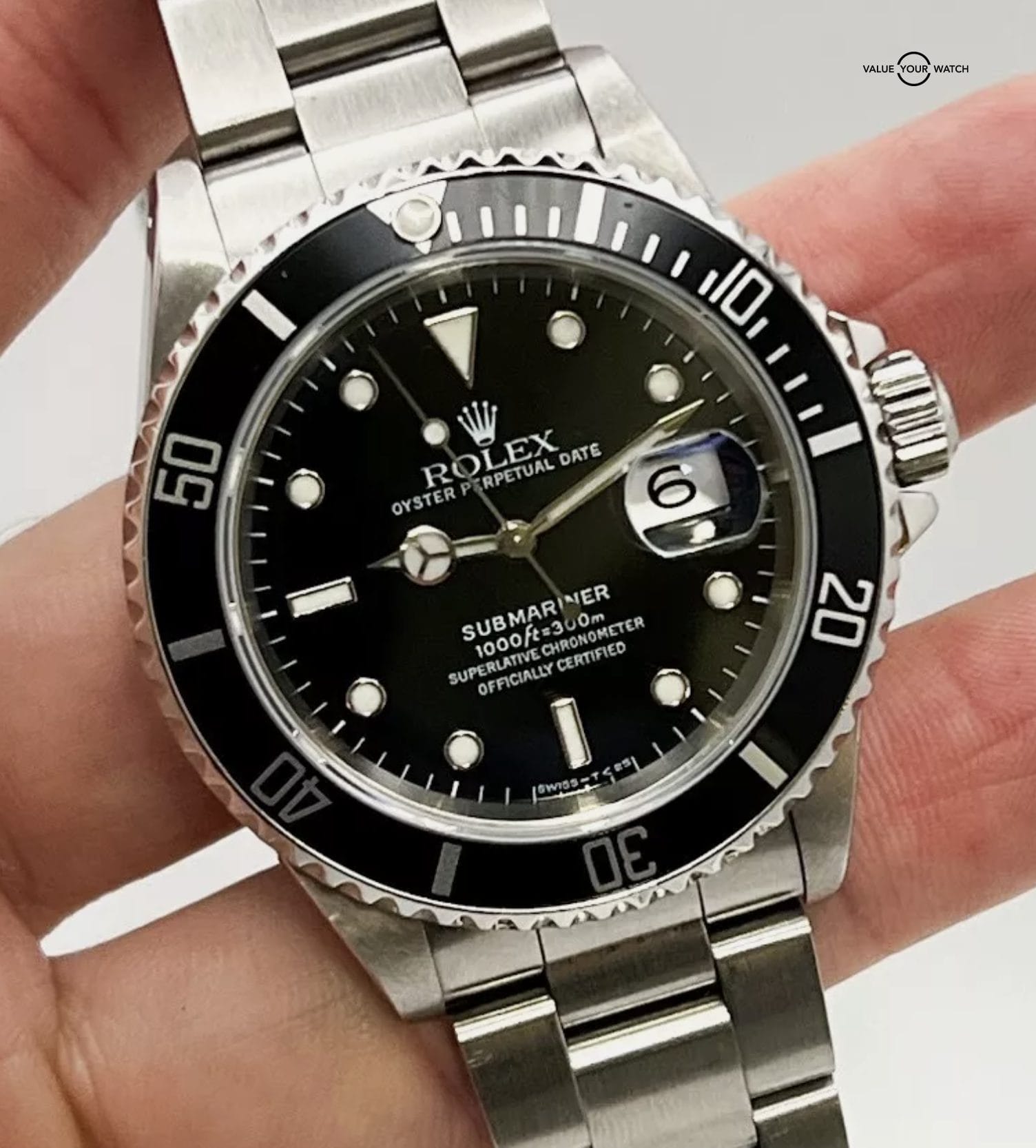 Rolex Submariner Date 16610 40mm 1998 Box Papers Fresh Service