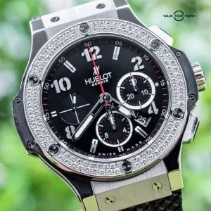 Hublot Big Bang 44 Original Steel Diamonds $20K MSRP Black 301.SX.130.RX.114
