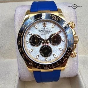 Rolex Daytona Yellow Gold on rubber strap, Custom Meteorite Dial Ceramic Bezel