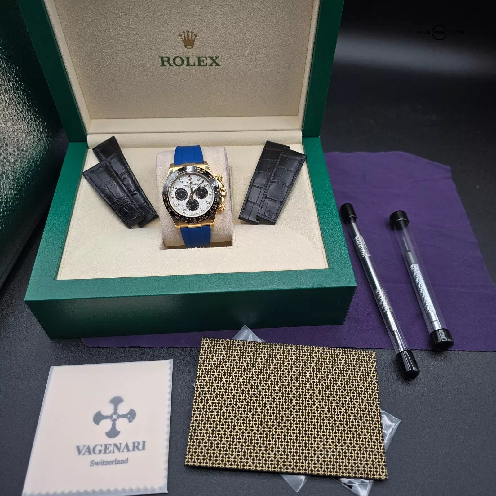 Rolex Daytona Yellow Gold on rubber strap, Custom Meteorite Dial Ceramic Bezel - Image 6