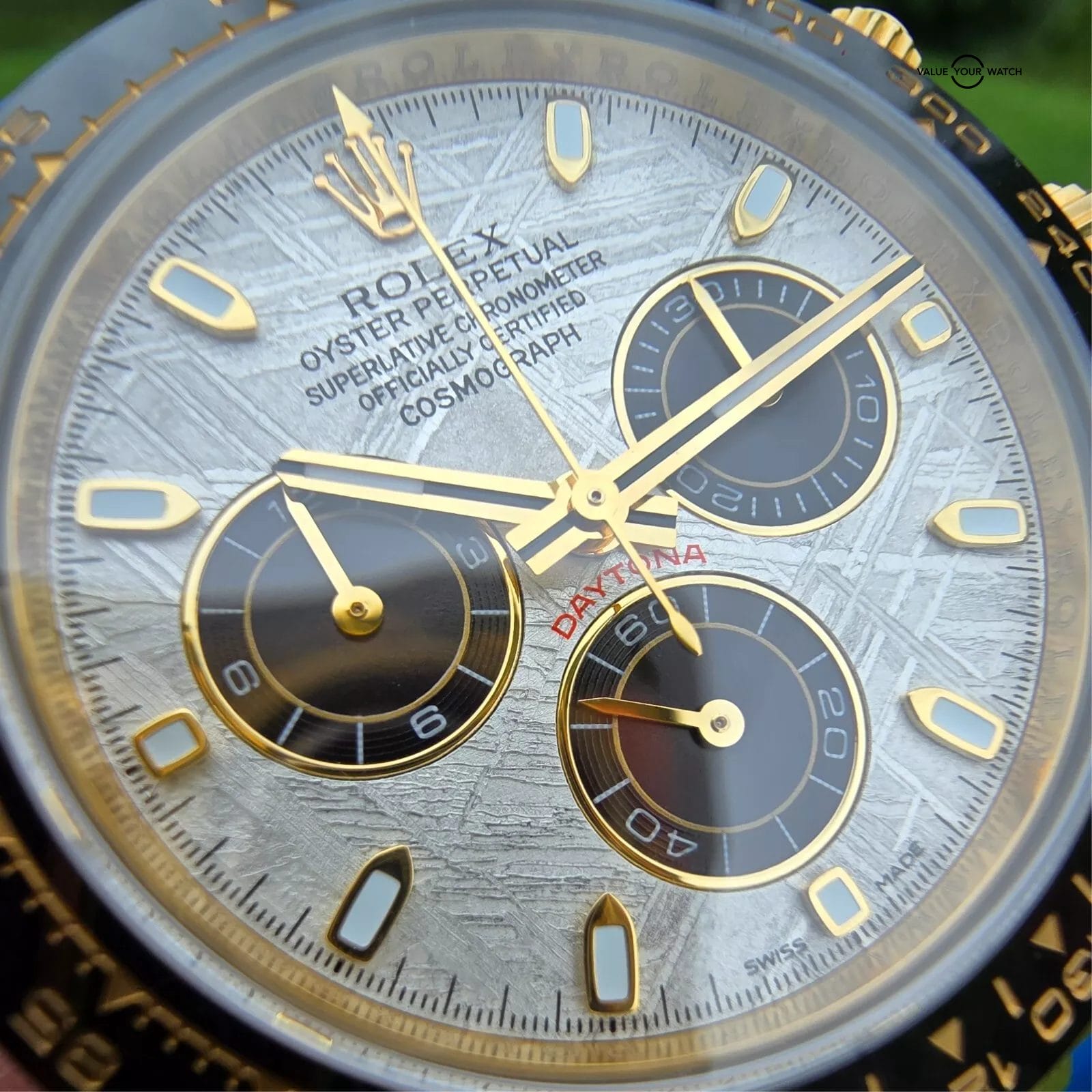 Rolex Daytona Yellow Gold on rubber strap, Custom Meteorite Dial Ceramic Bezel - Image 10
