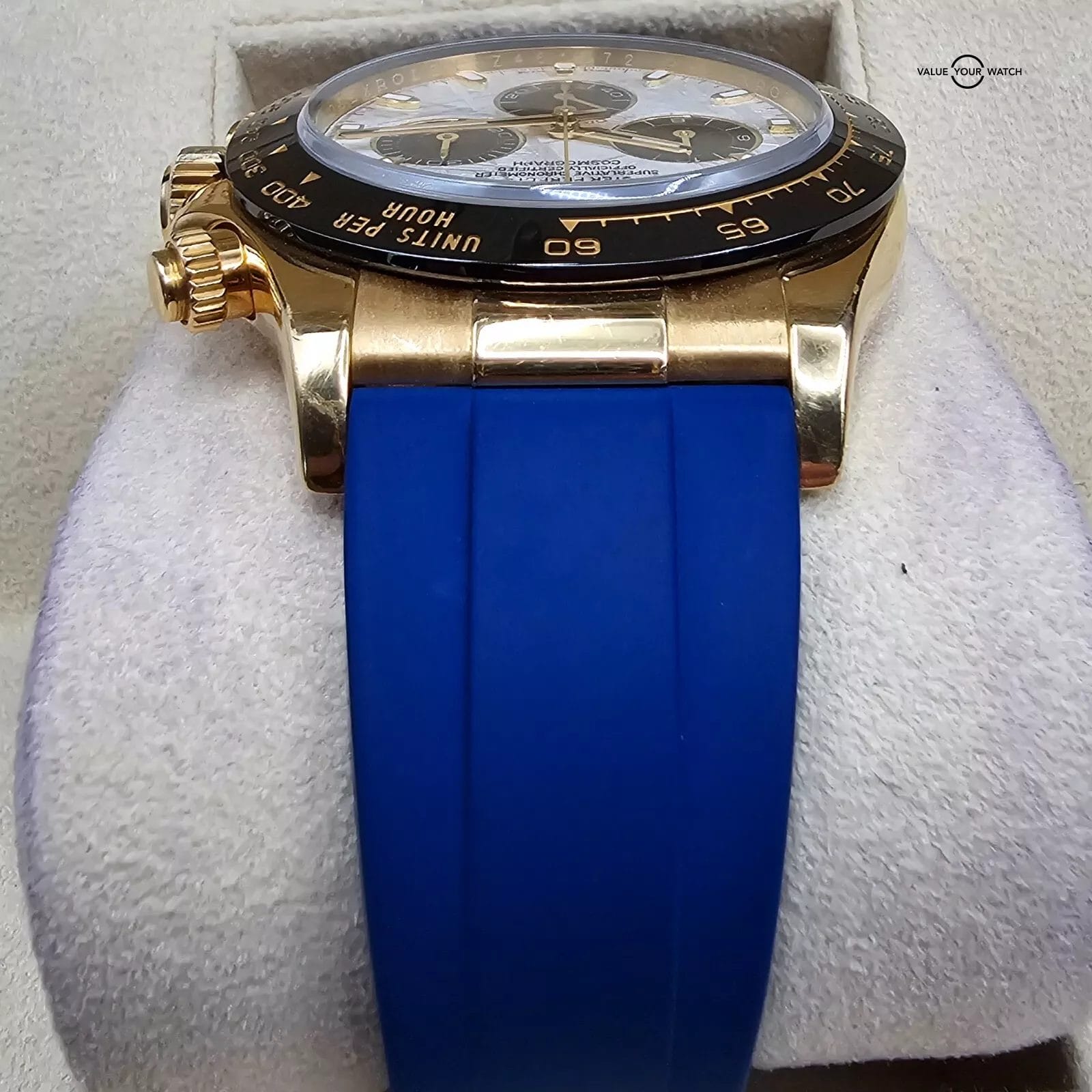 Rolex Daytona Yellow Gold on rubber strap, Custom Meteorite Dial Ceramic Bezel - Image 13