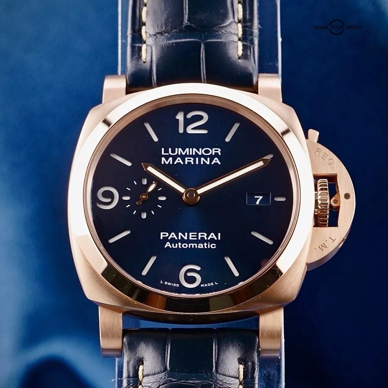 Panerai Luminor Marina Goldtech 44mm Blue Dial PAM01112 - Extra Strap, Full Set