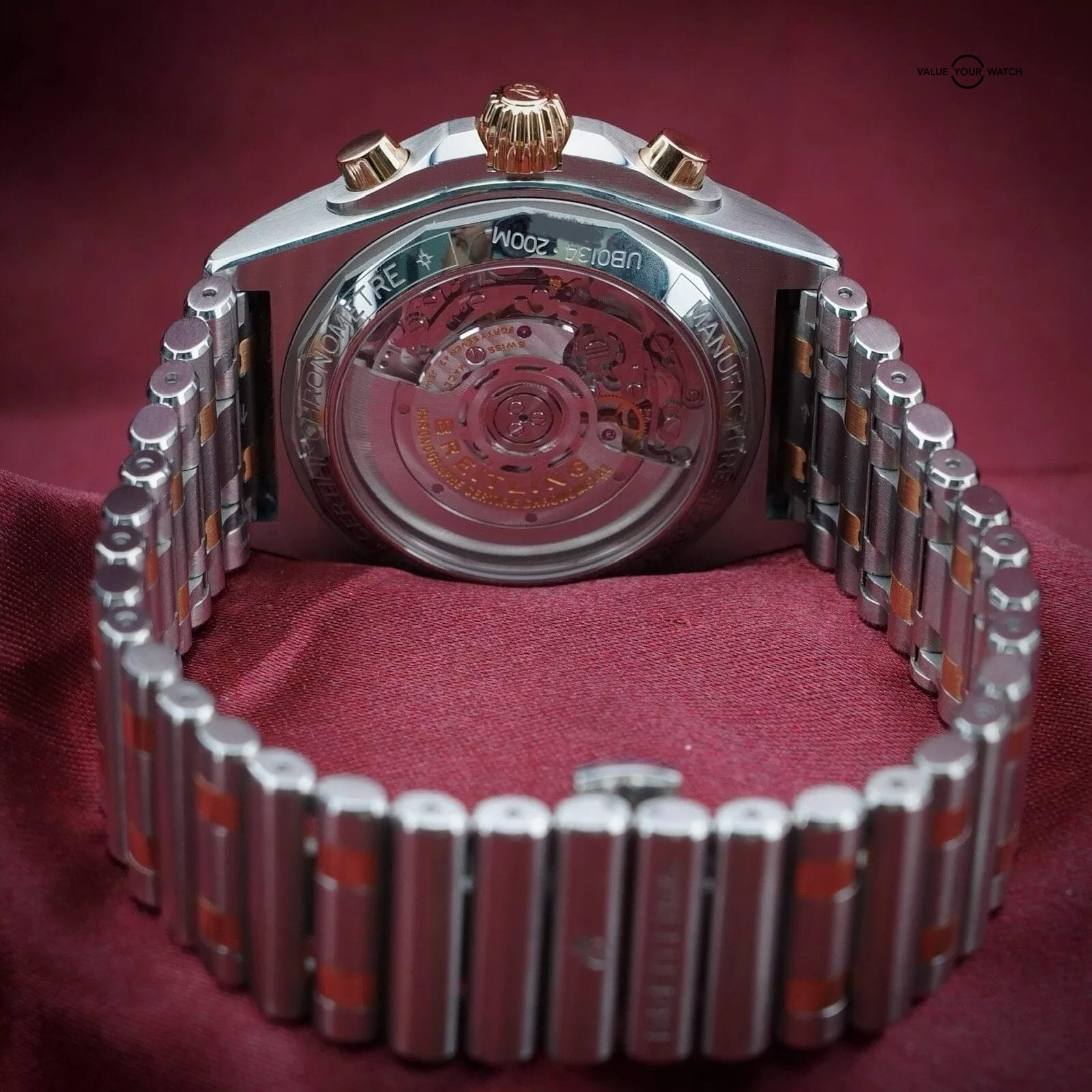 Breitling Chronomat B01 42mm $14k MSRP 18k Gold & Rouleaux Bracelet Steel UB0134 - Image 11