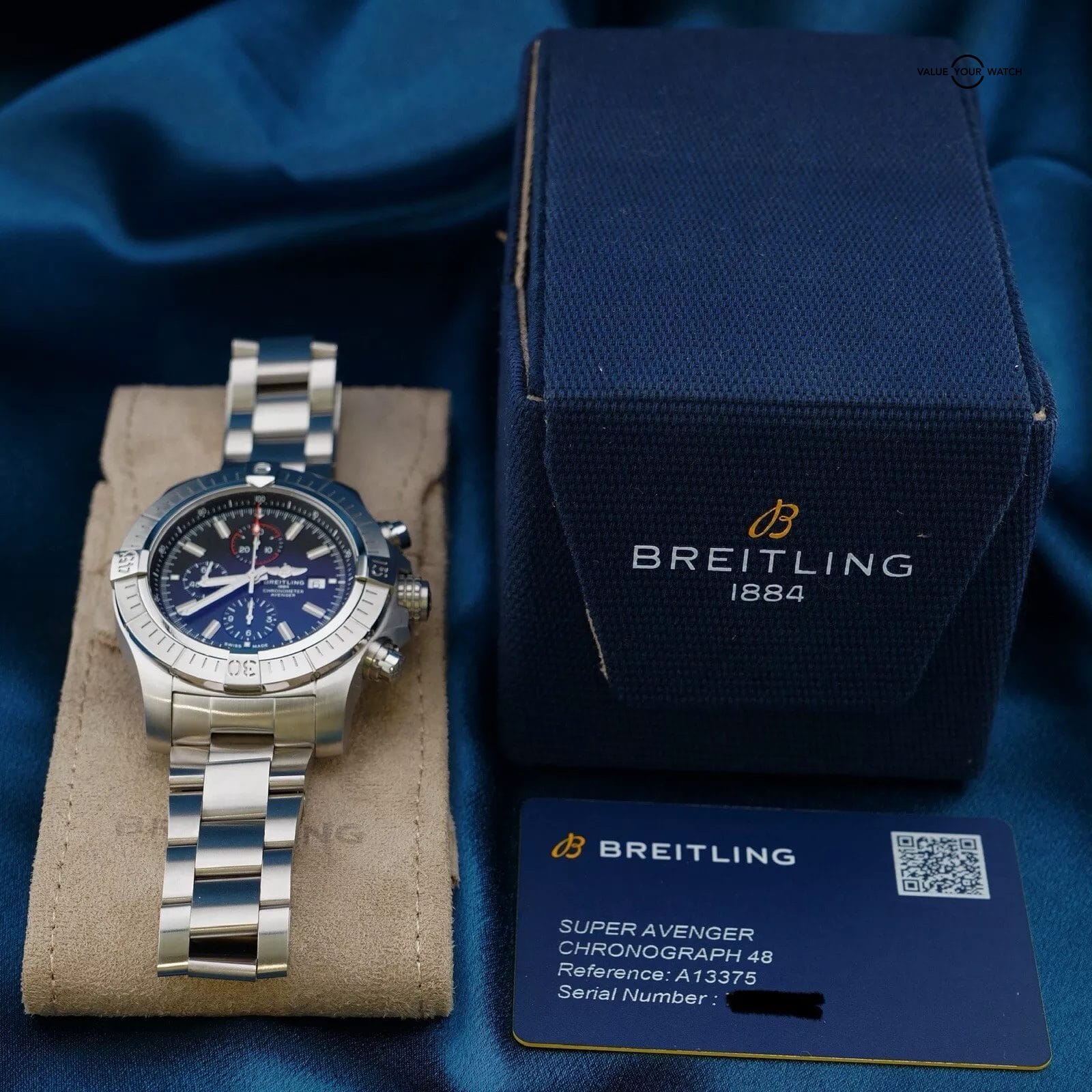 Breitling Super Avenger 48MM Black Dial A13375 & Bracelet - Warranty - Full Set - Image 3