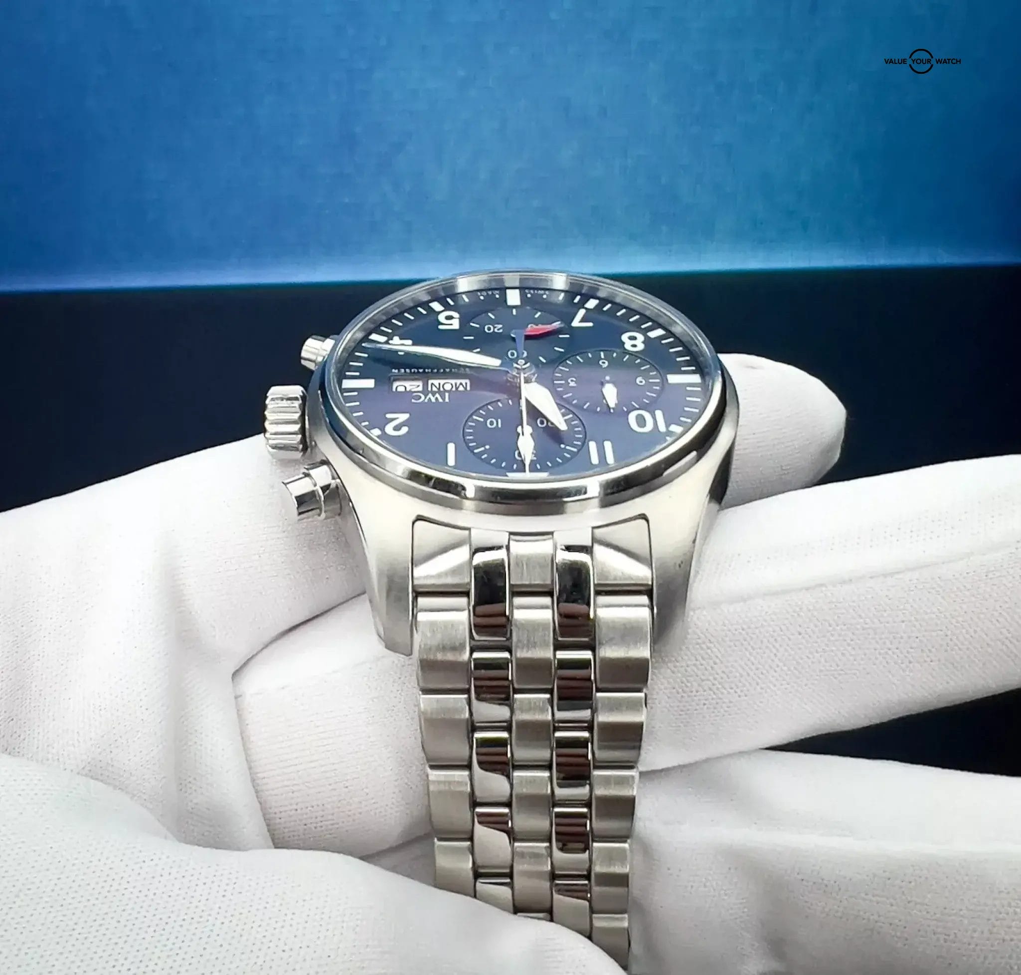 IWC Pilot's Blue Dial Chronograph Men's Watch Box & Papers IW377714 - Image 2