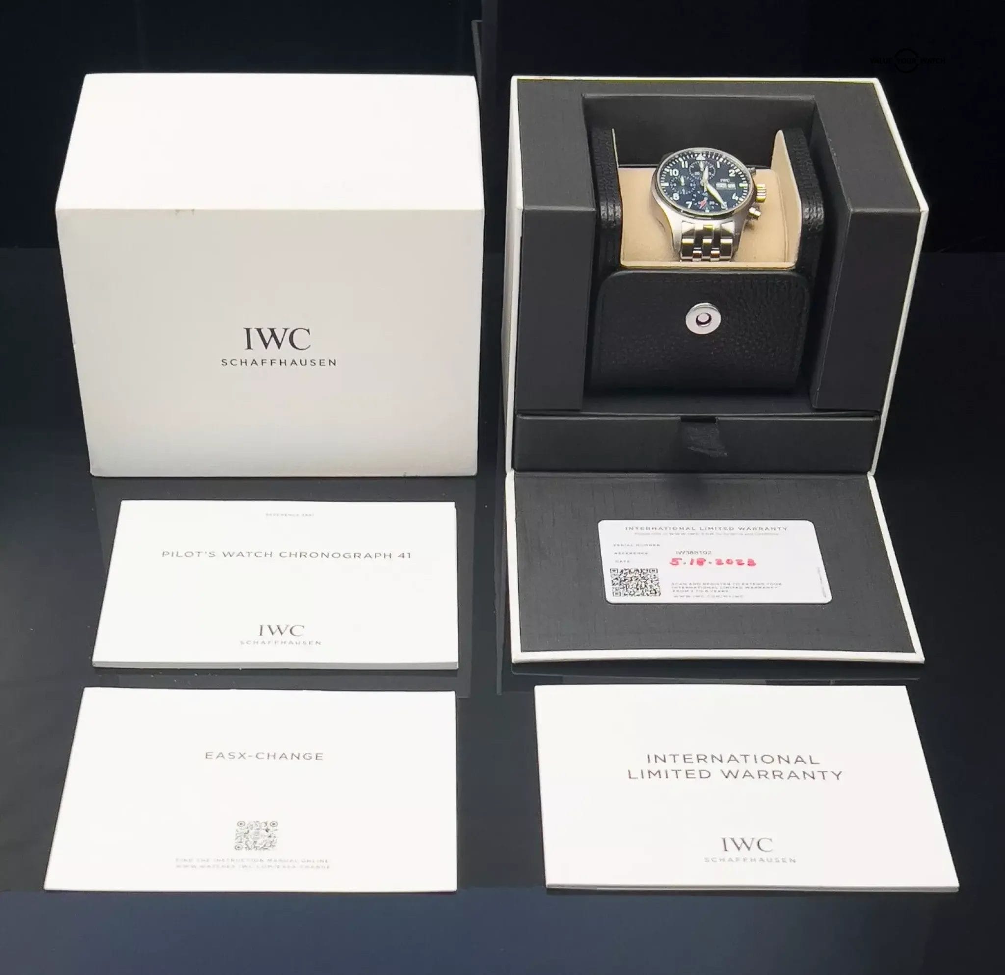 IWC Pilot's Blue Dial Chronograph Men's Watch Box & Papers IW377714 - Image 5