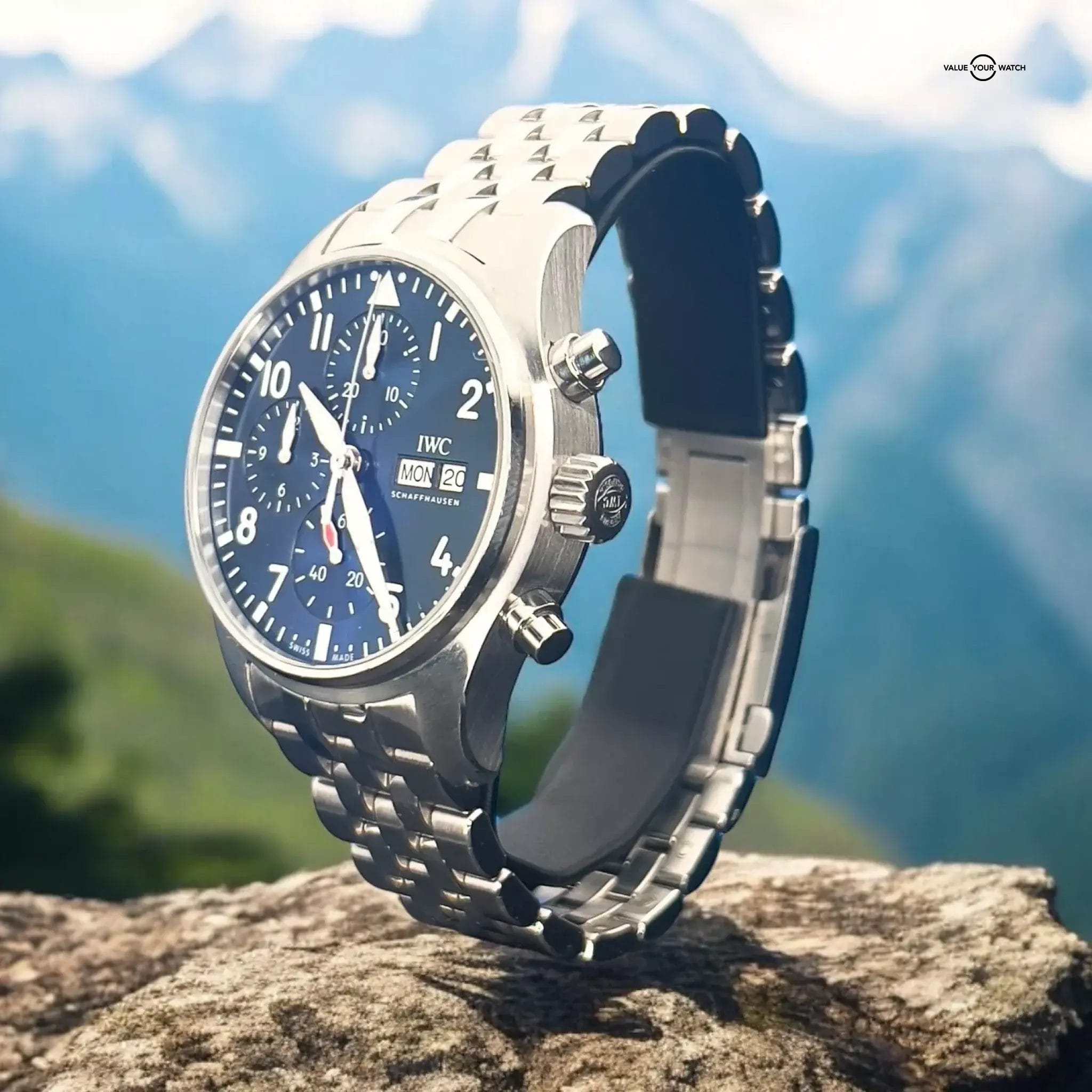 IWC Pilot's Blue Dial Chronograph Men's Watch Box & Papers IW377714 - Image 6