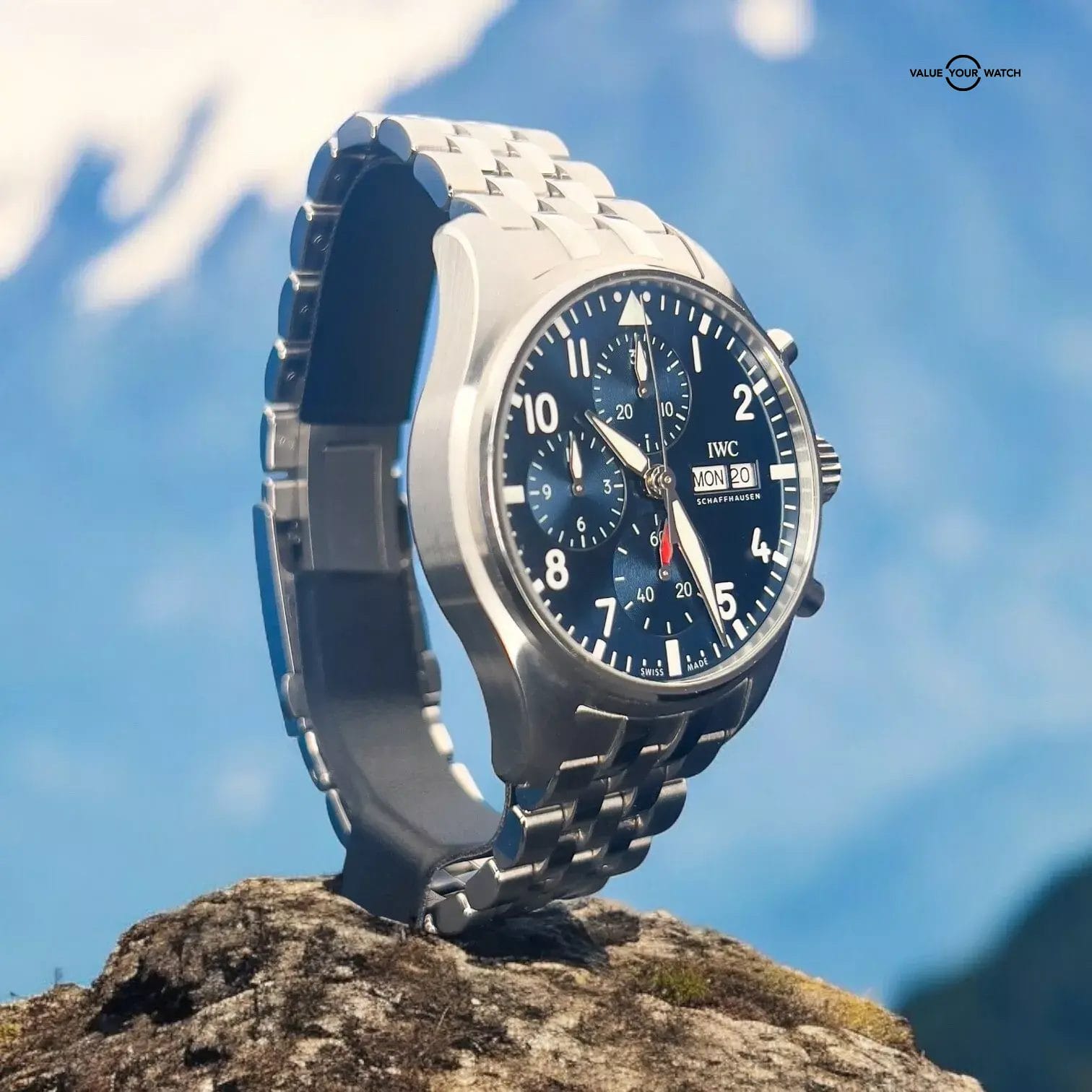 IWC Pilot's Blue Dial Chronograph Men's Watch Box & Papers IW377714 - Image 14