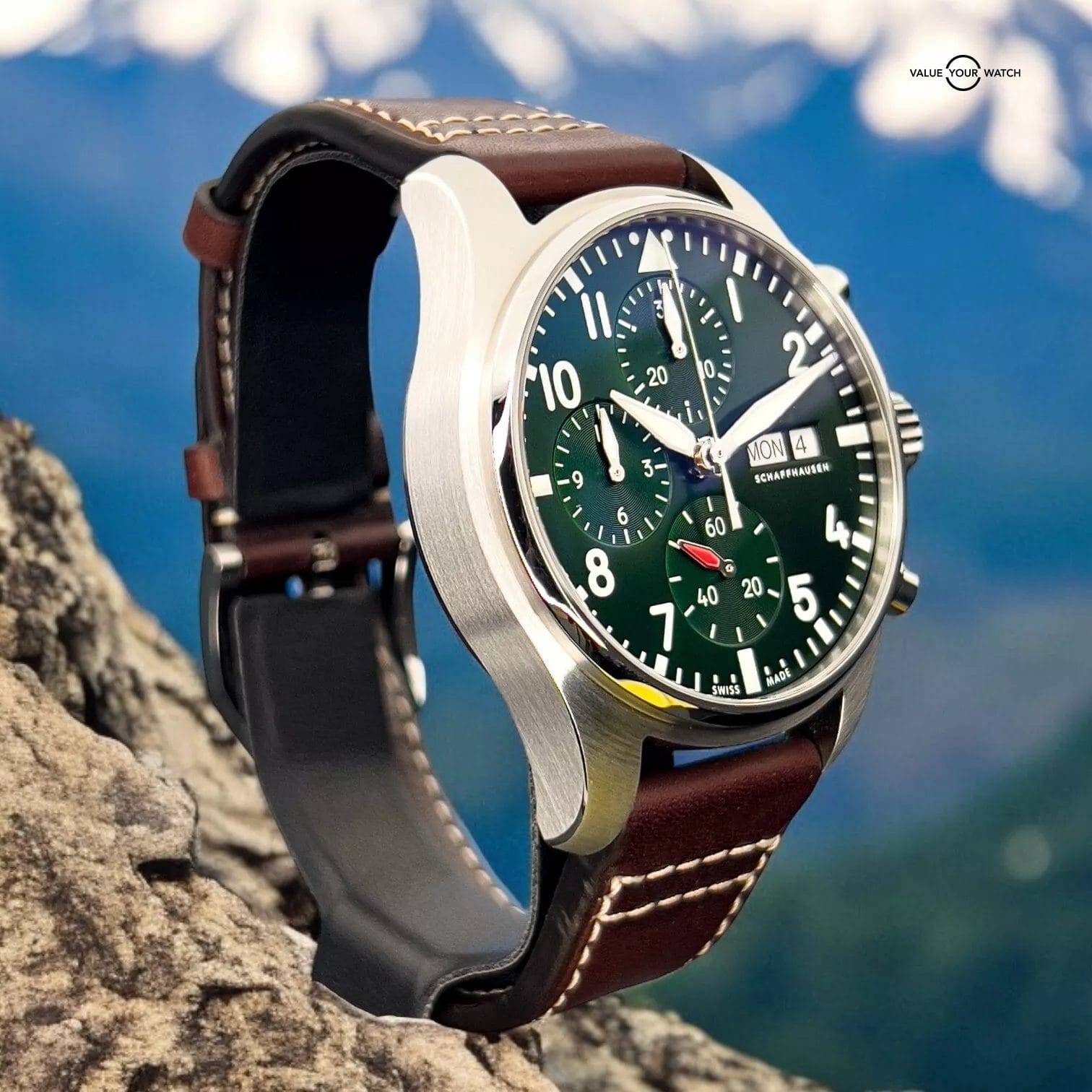 IWC Pilot's Watch GreenDial Chronograph Men's Watch Box & Papers IW388103 - Image 12