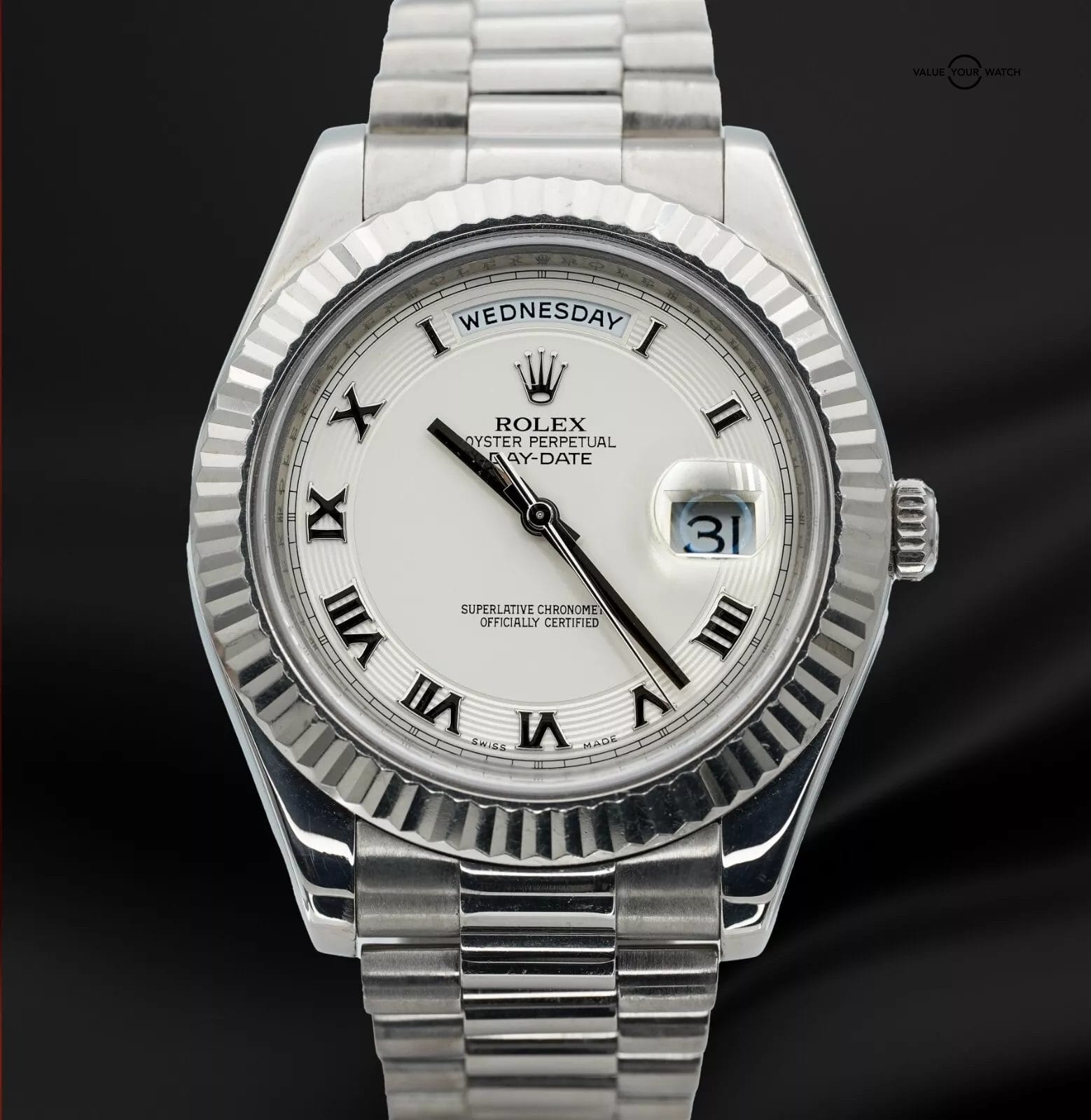 Rolex 41mm Day-Date II 218239 Ivory Roman Dial 18K White Gold! - Image 2