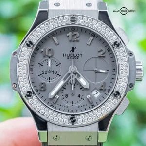 Hublot Big Bang 41mm Steel Earl Gray Dial Diamond Box Papers 342.ST.5010.LR.1104