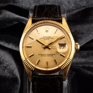 1971 Rolex Oyster Perpetual Date 18K Gold 34mm Champagne Dial Watch, Ref. 1503