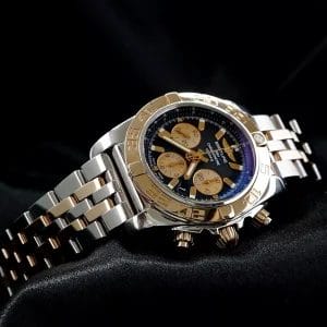 Breitling Chronomat 44mm Gold/Steel Bracelet, Complete Set, CB011012 Black Dial
