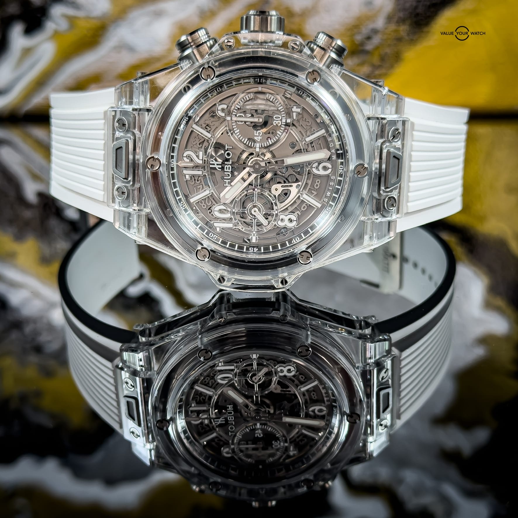 Hublot Big Bang Unico All Sapphire White 45mm Watch - 411.JX.4802.RT - Serviced! - Image 16