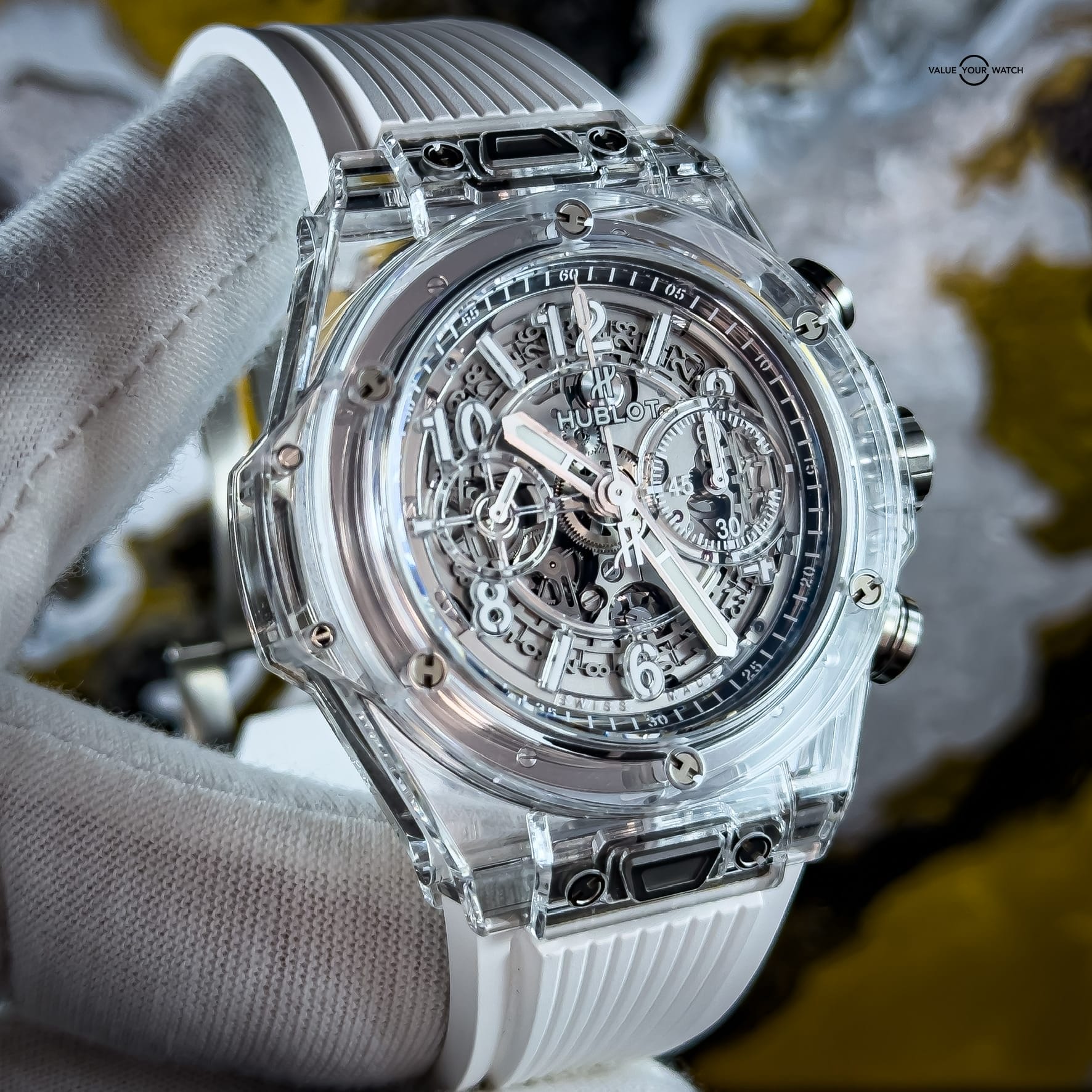 hublot white transparent watch price