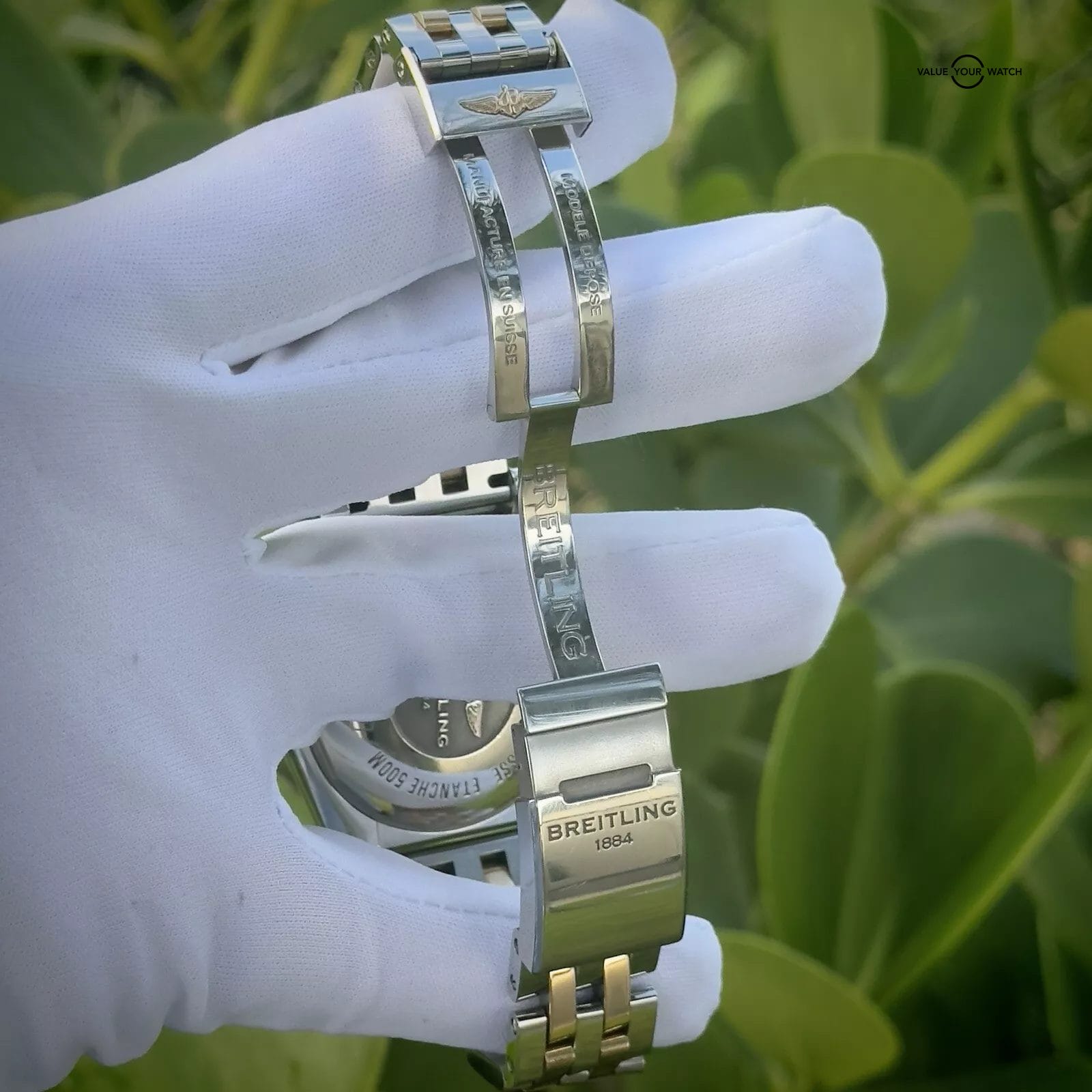 Breitling Chronomat 44mm Gold/Steel Bracelet, Complete Set, CB011012 Black Dial - Image 9