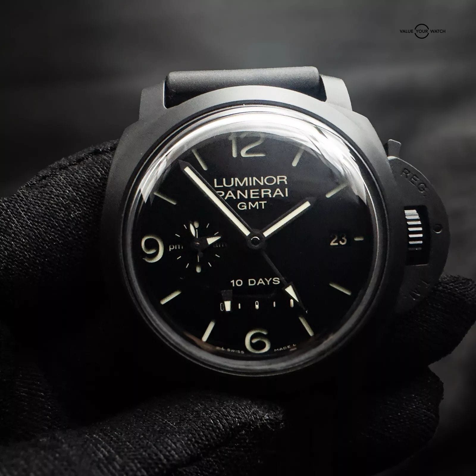Panerai Luminor 1950 10 Days GMT Ceramica PAM 00335 w Box / Papers & Extra Strap - Image 2
