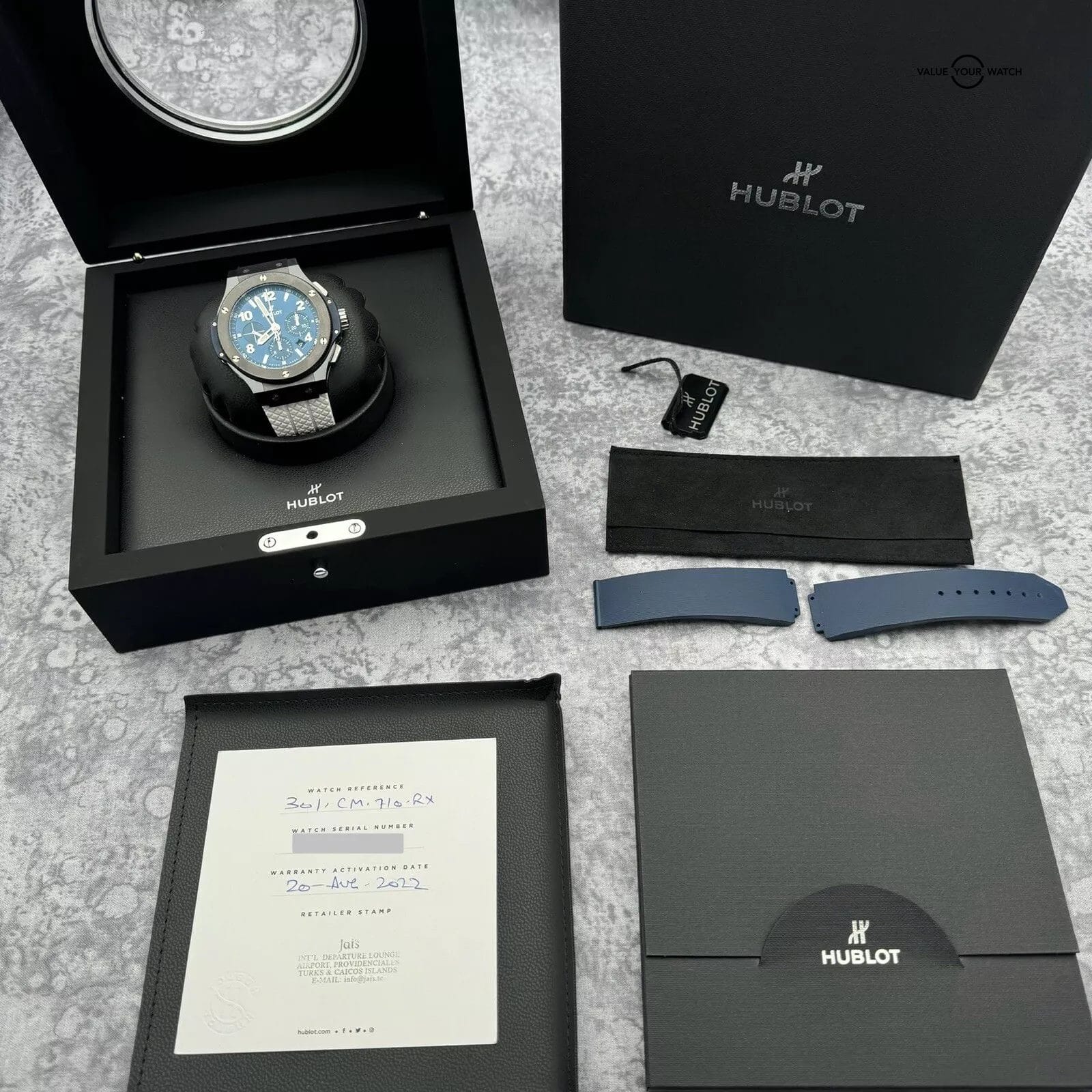 Hublot Big Bang Chrono Blue Black Ceramamic 44mm 2 Straps, B&Ps - 301.CM.710.RX - Image 7
