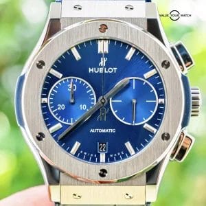 Hublot Classic Fusion Chronograph Titanium Blue 45 mm Complete 521.NX.7170.LR