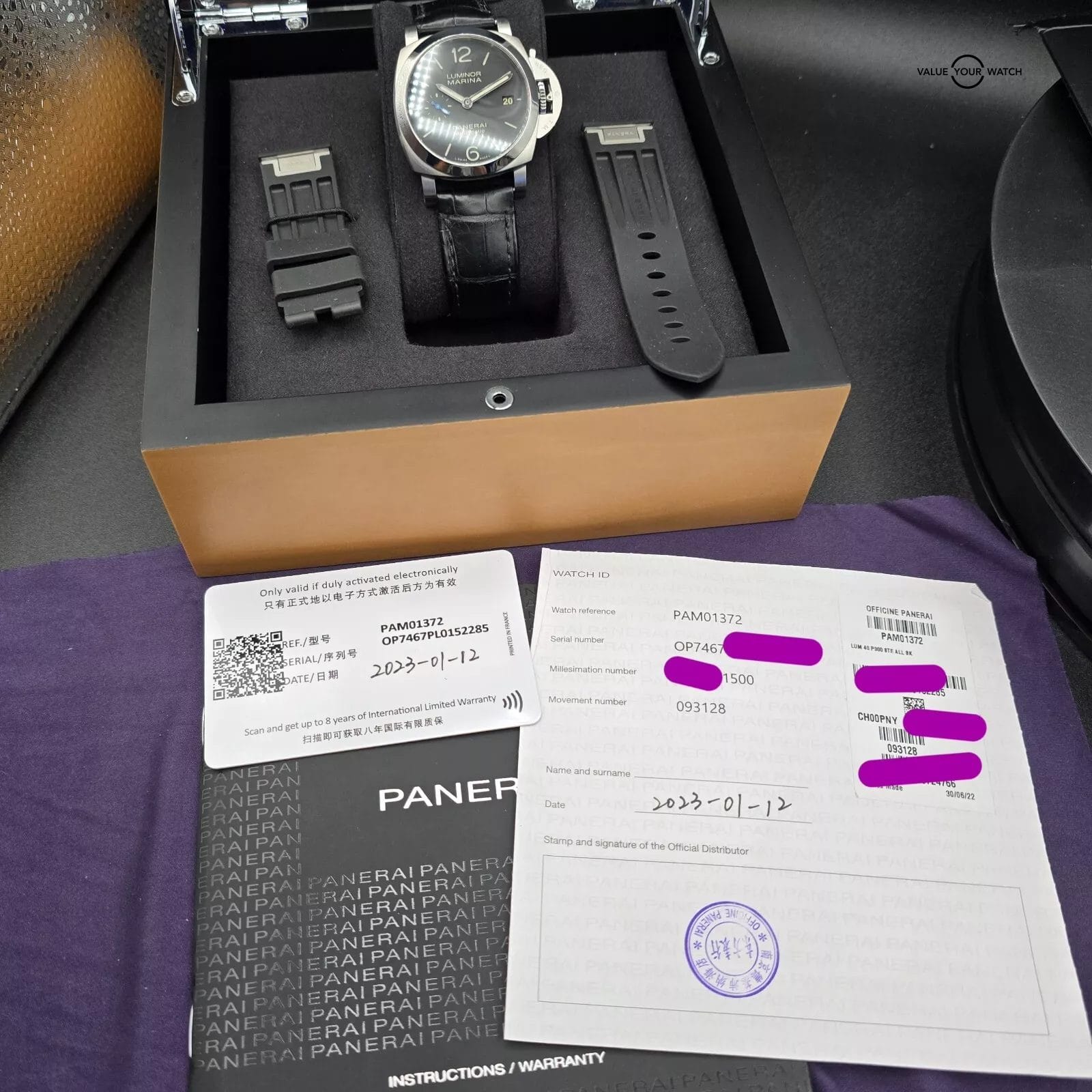 Panerai Luminor Marina Quaranta 1950 40mm case, full set w quick release straps! - Image 4