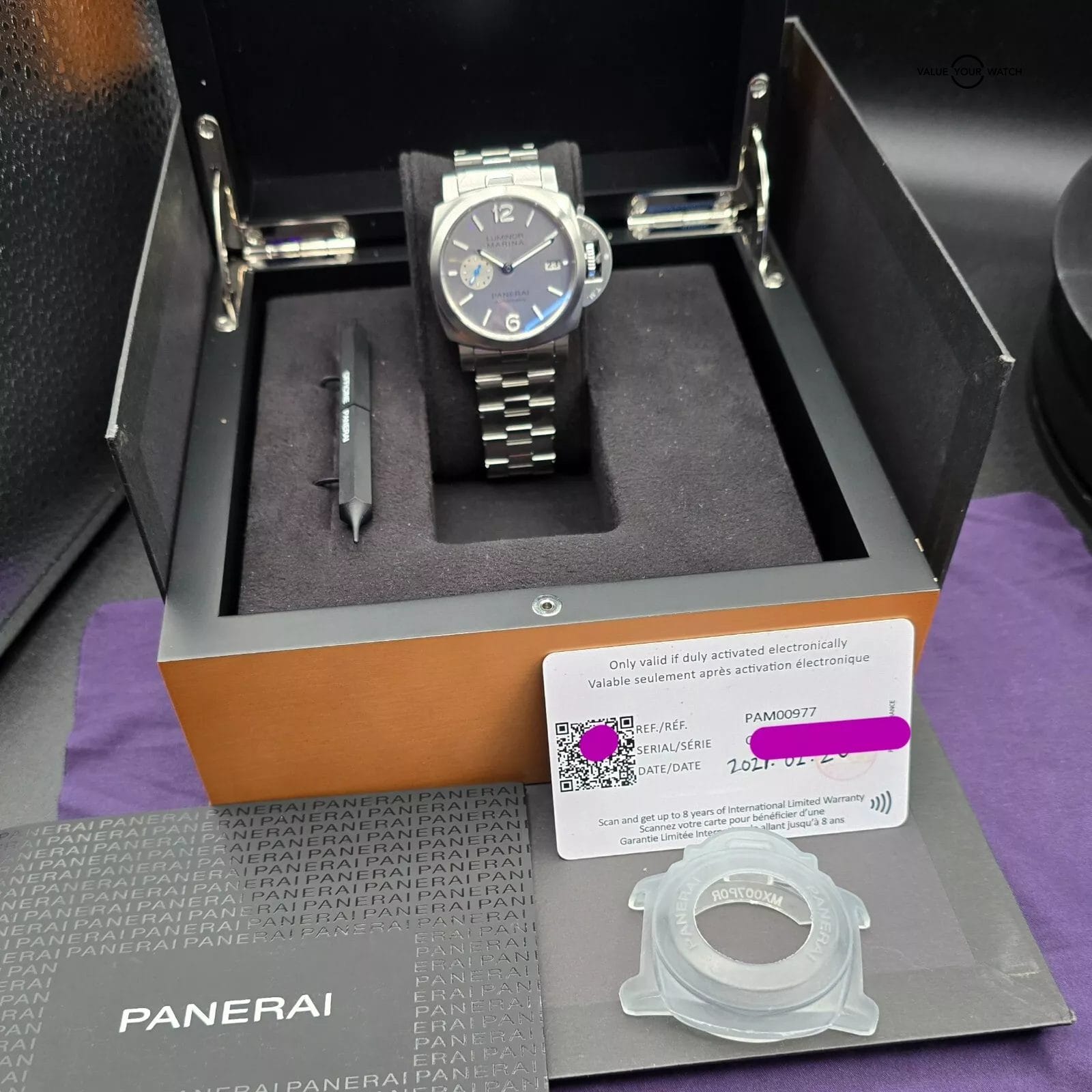 Panerai Luminor Marina in 1950 42mm casing on steel bracelet! ref. PAM00977 977 - Image 8