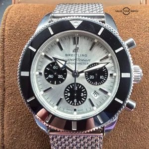 Breitling Superocean Heritage Chronograph Silver Dial on Bracelet, full set 2019