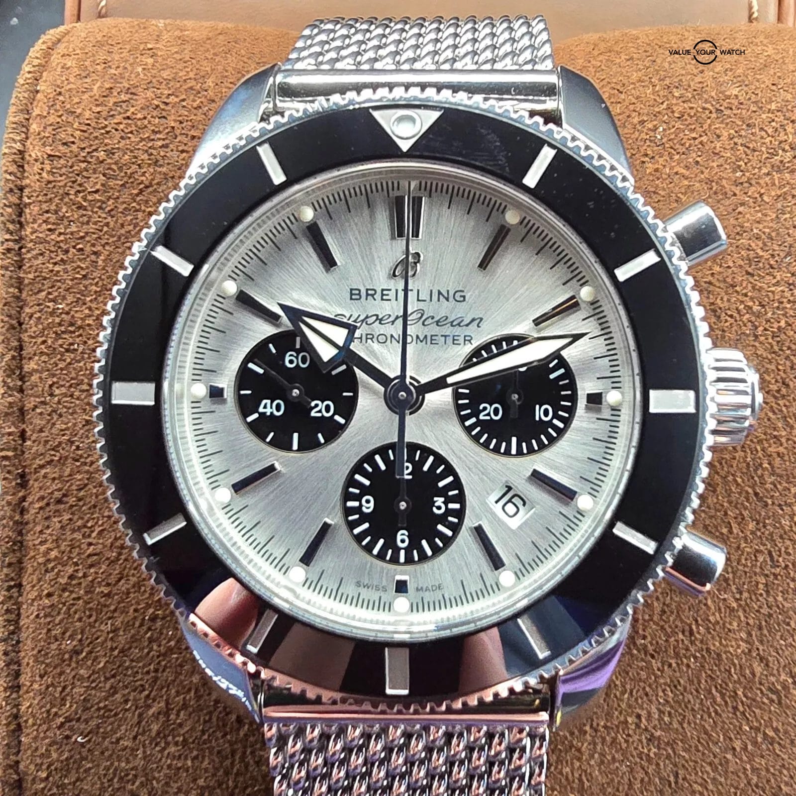 Breitling Superocean Heritage Chronograph Silver Dial on Bracelet, full set 2019