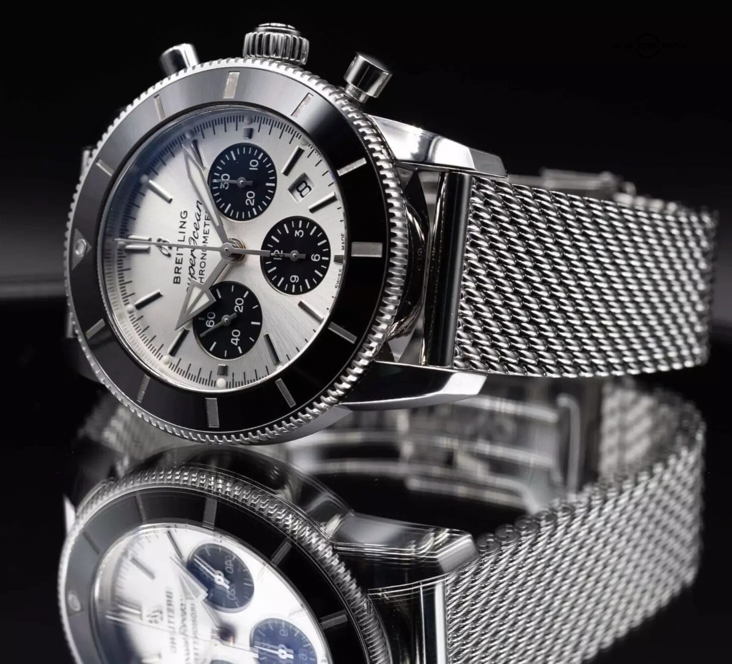 Breitling Superocean Heritage Chronograph Silver Dial on Bracelet, full set 2019 - Image 4