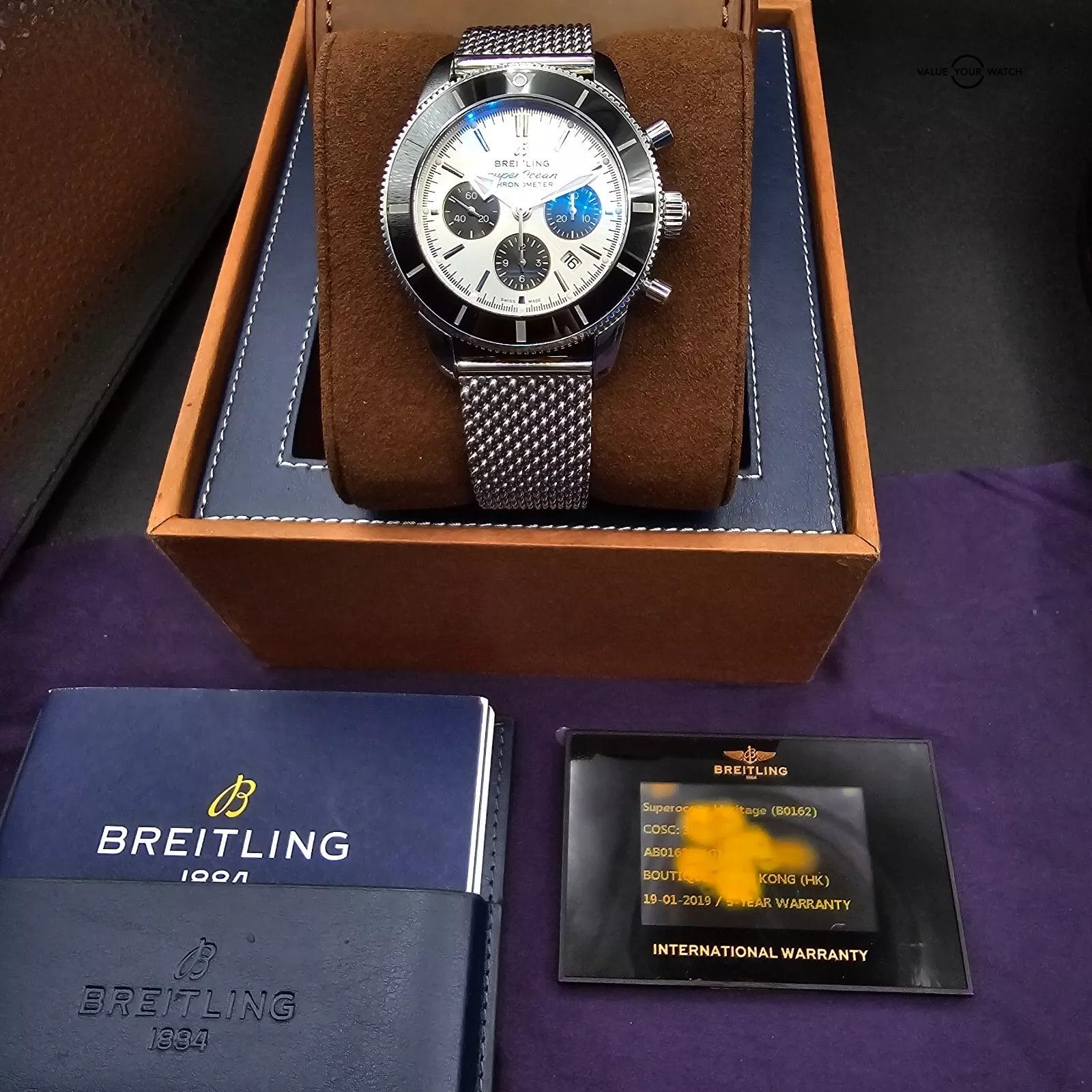 Breitling Superocean Heritage Chronograph Silver Dial on Bracelet, full set 2019 - Image 7