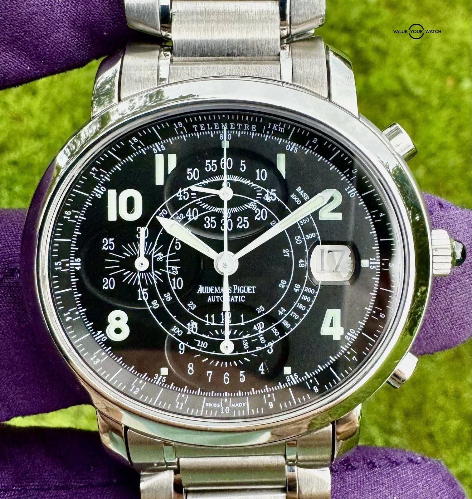 AUDEMARS PIGUET MILLENARY 41mm CHRONOGRAPH STAINLESS STEEL WATCH 25897ST W/ B/P