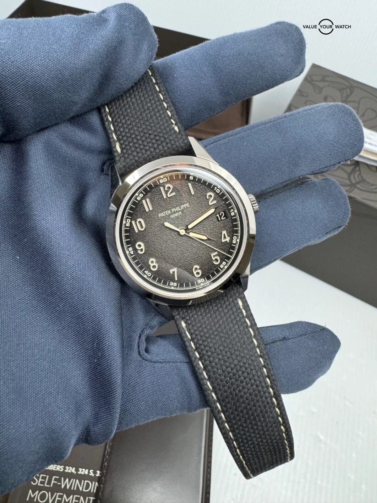 2023 Patek Philippe Calatrava Watch 40MM 18k White Gold Gray Arabic Grain Dial