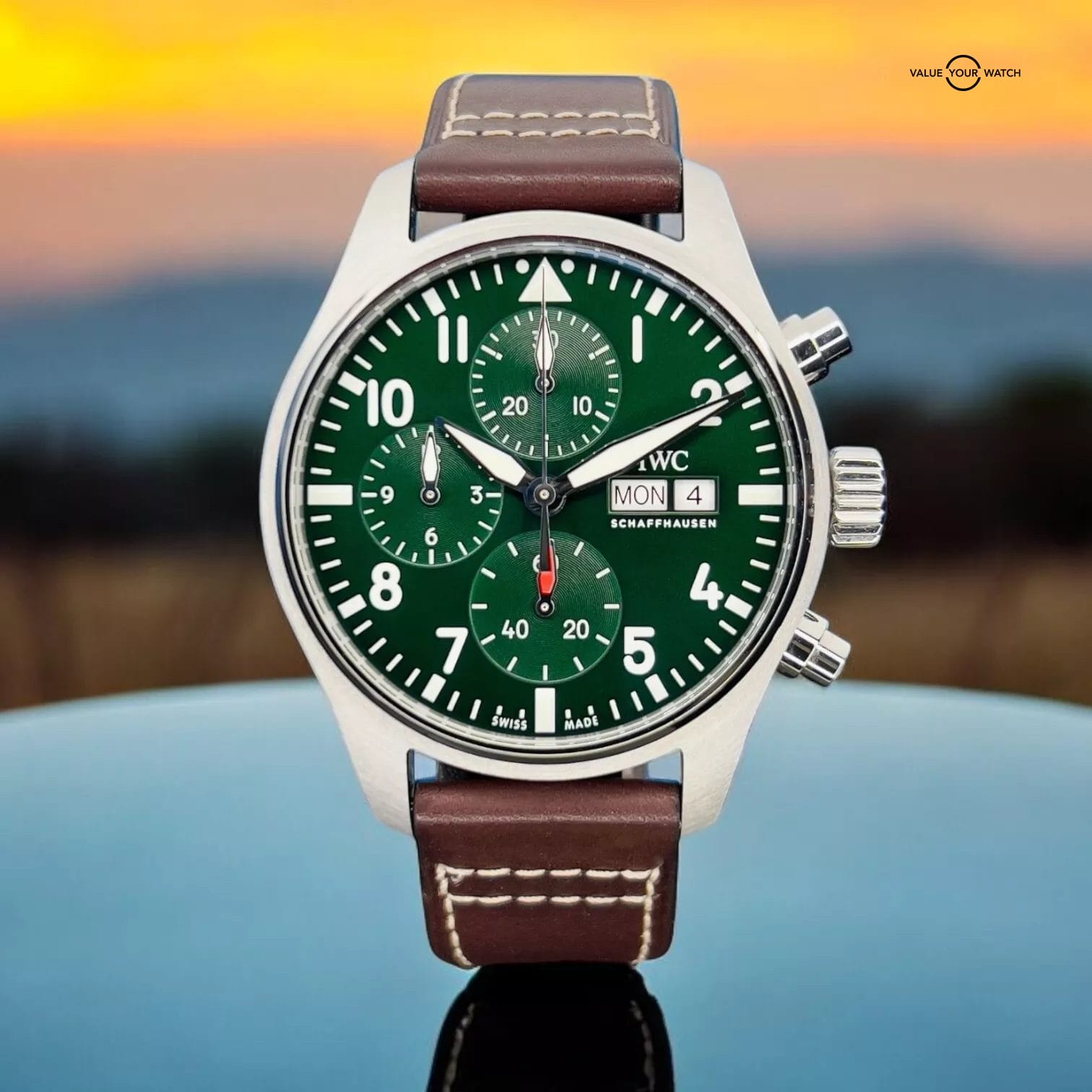 IWC Pilot's Watch Green Dial Chronograph Automatic Men's Watch - IW388103 NEW