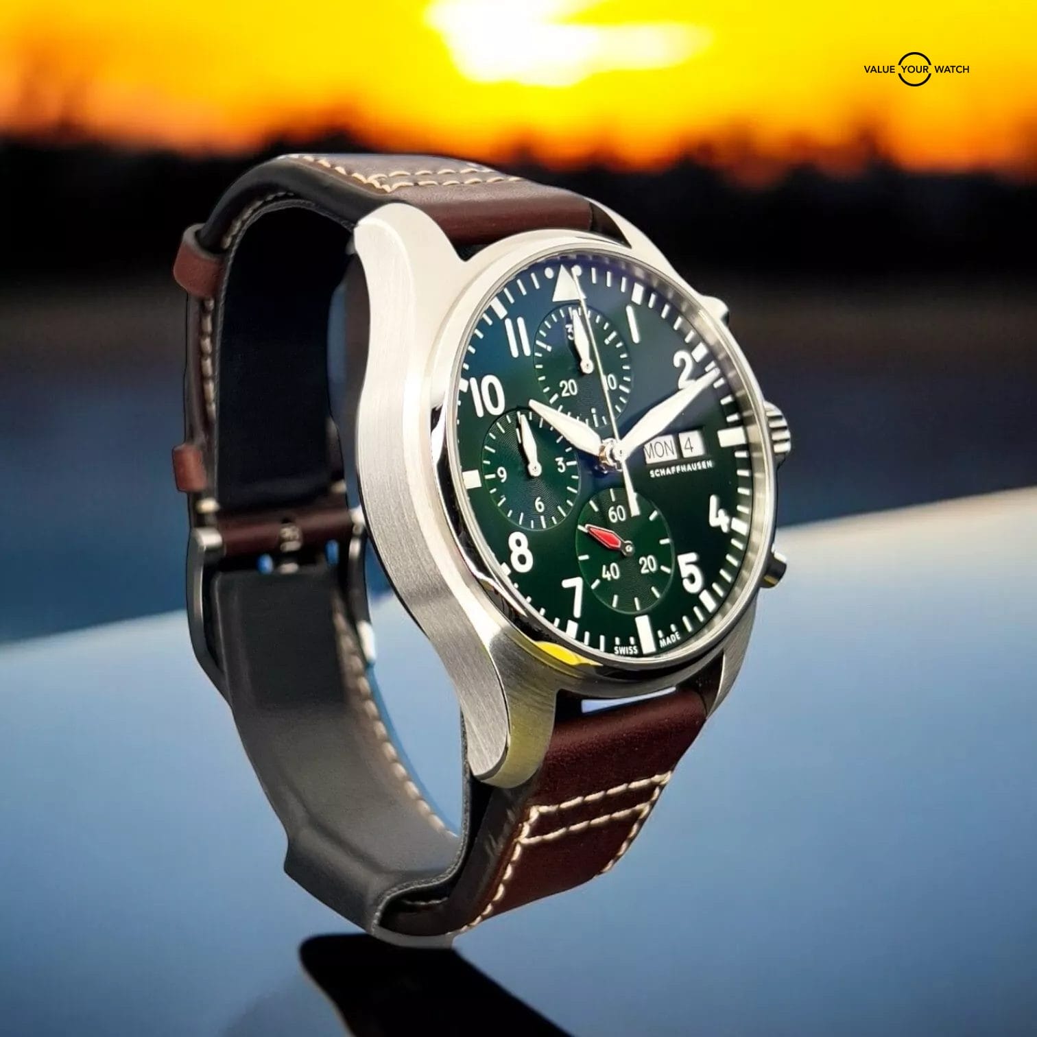 IWC Pilot's Watch Green Dial Chronograph Automatic Men's Watch - IW388103 NEW - Image 6