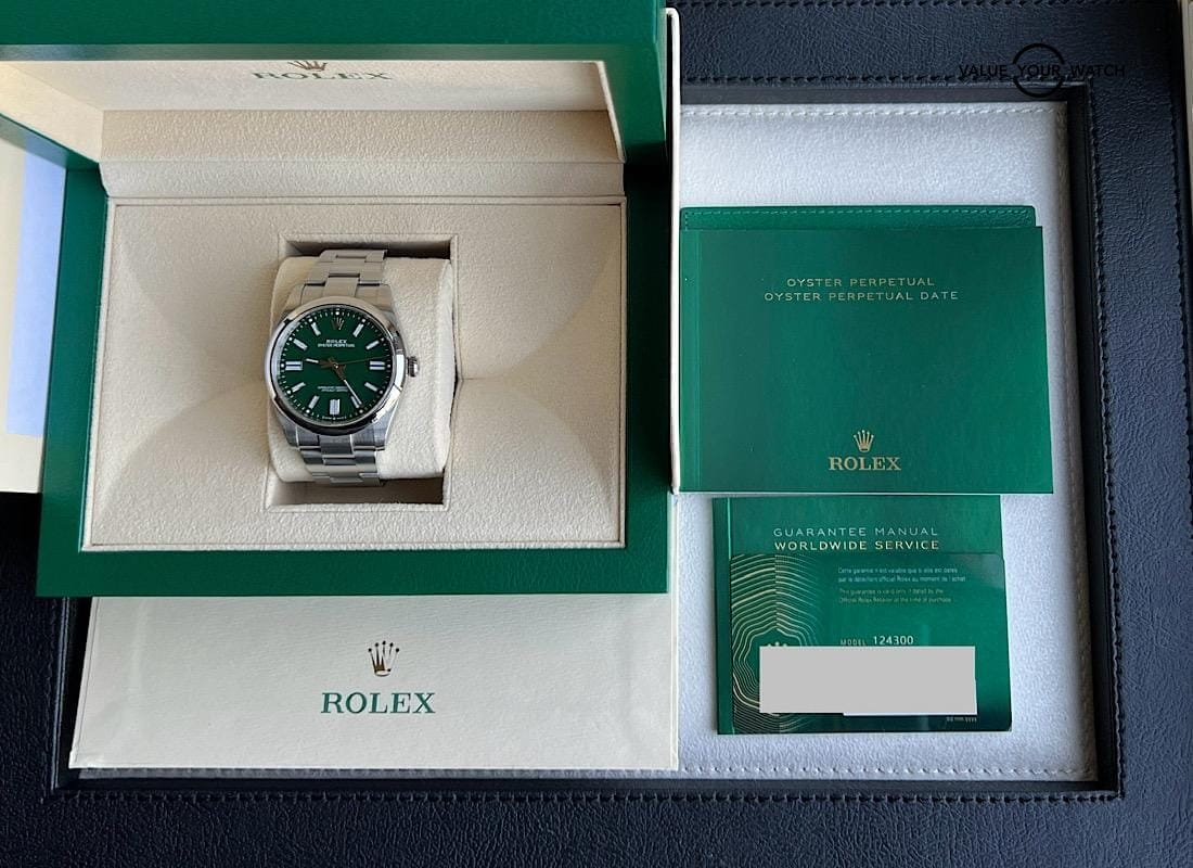 2021 Rolex Oyster Perpetual 124300 Green Dial Box And Papers