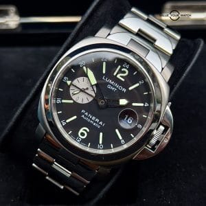 2006 Panerai Luminor GMT 44MM Black Dial Titanium Bracelet (PAM00161) Box &amp; Papers