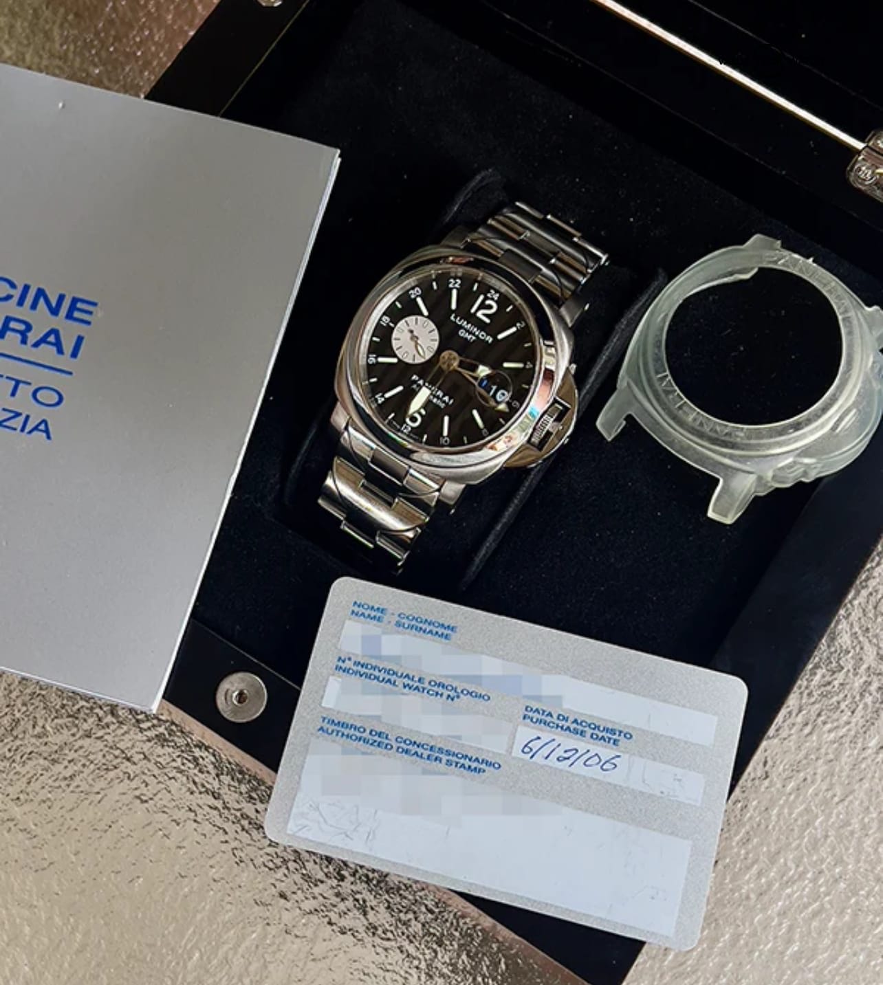 2006 Panerai Luminor GMT 44MM Black Dial Titanium Bracelet (PAM00161) Box & Papers - Image 14