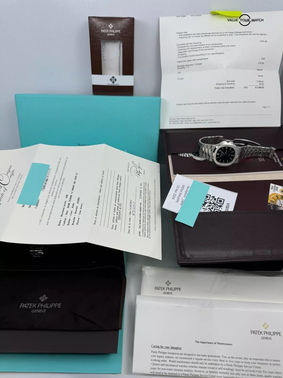 2024 PP Serviced “LED” Dial Tiffany&Co Stamp Blue Dial Nautilus Geneva Seal 315 - Image 10