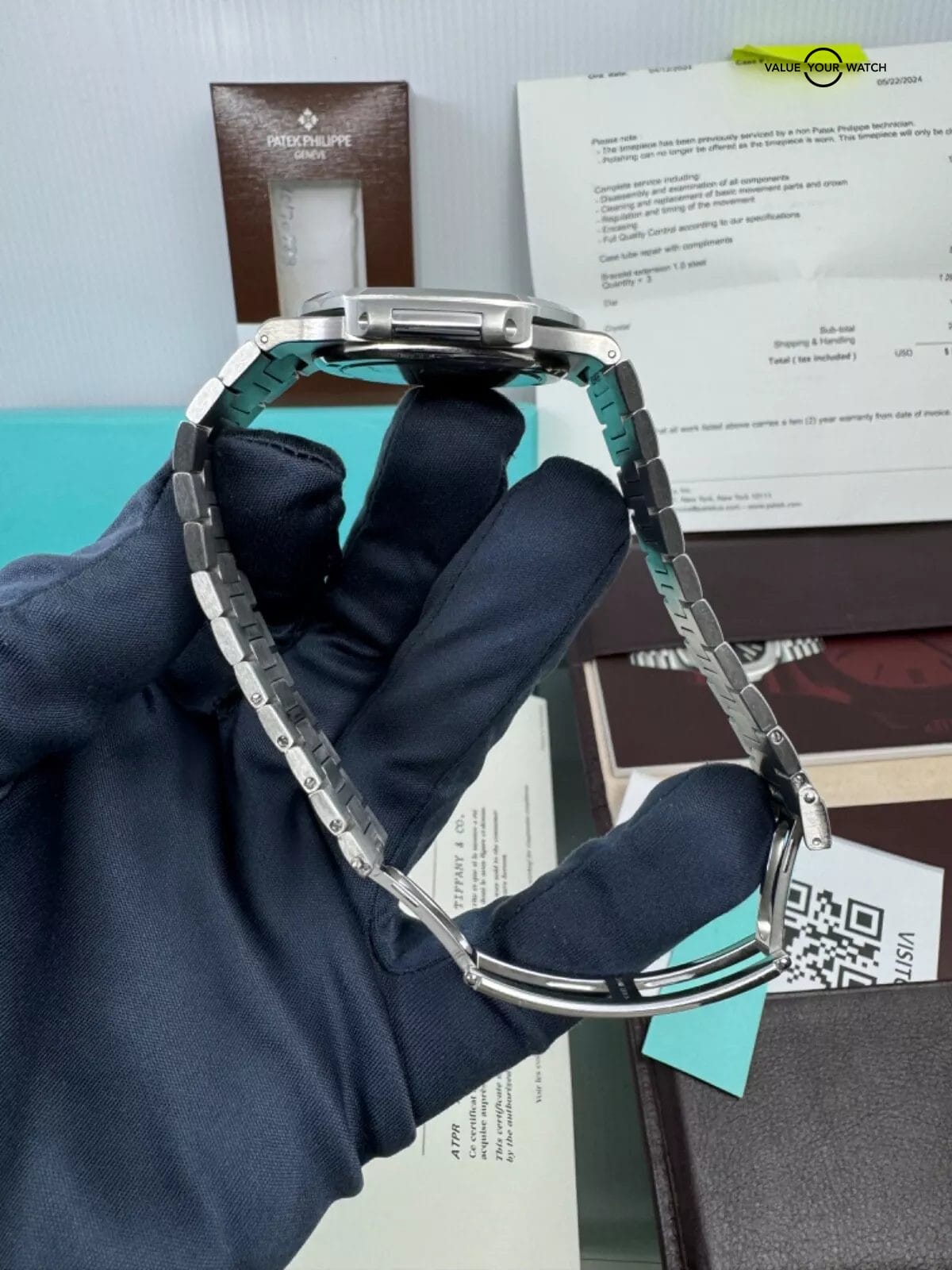 2024 PP Serviced “LED” Dial Tiffany&Co Stamp Blue Dial Nautilus Geneva Seal 315 - Image 11