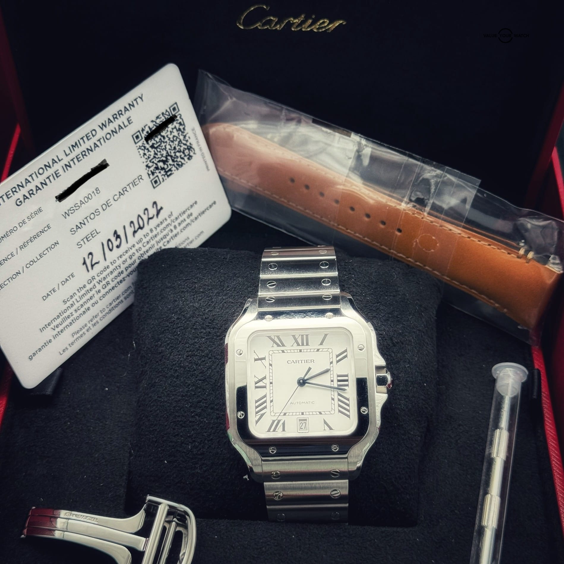 2022 Cartier Santos Large White Dail WSSA0018 Complete Set Box&Papers - Image 14